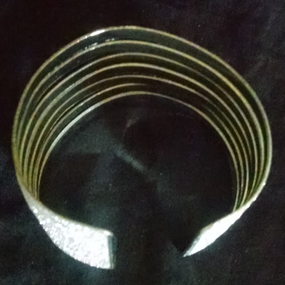 Rhodium Bling Sparkle Glitter Wide Cuff Bracelet